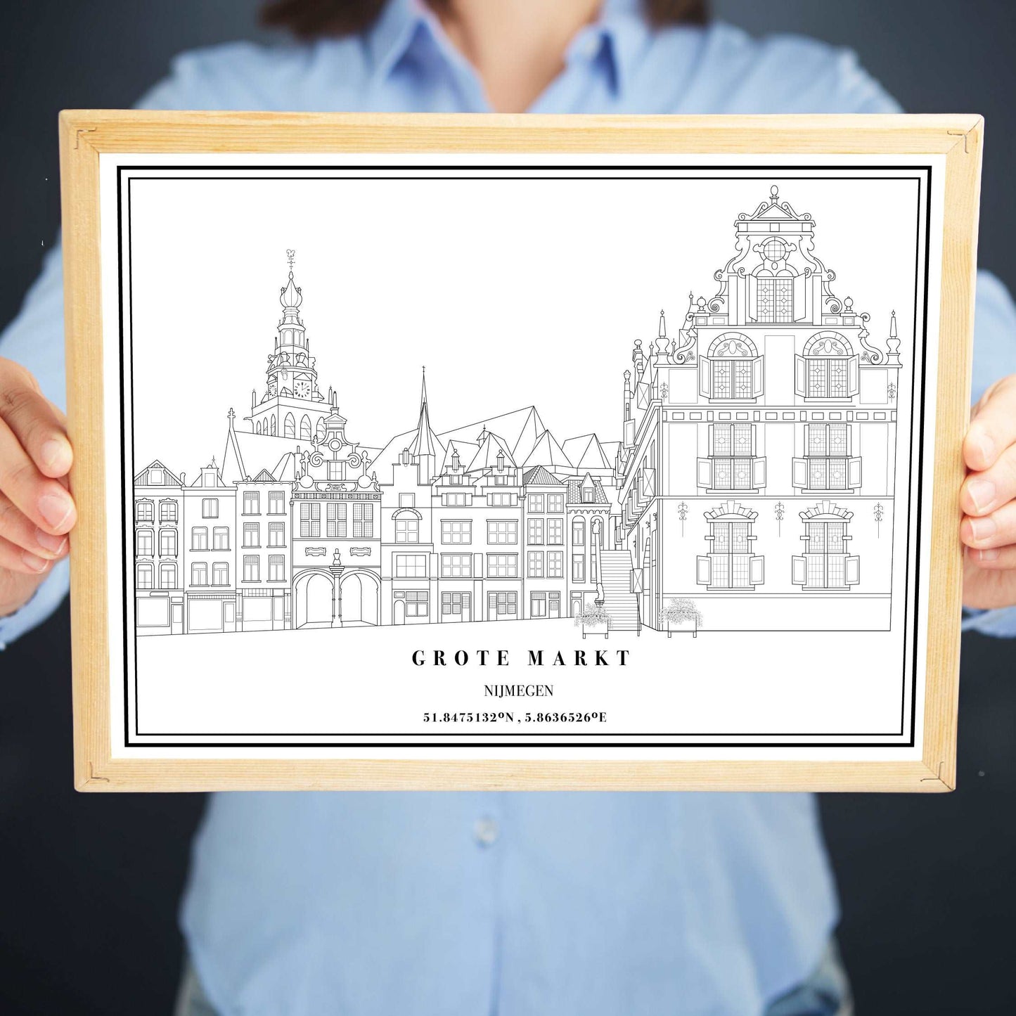 Poster illustratie Grote Markt Nijmegen